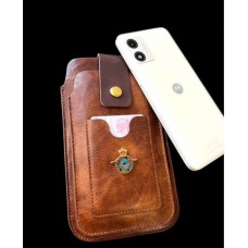 RAF Brown Leather Phone Case With Card Holder